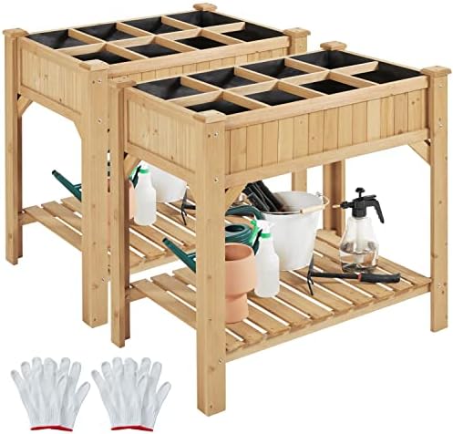Yaheetech 36" Raised Planter Box 8-Pocket with Grow Grid,2Pcs by Yaheetech