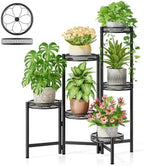 6 Tier Large Plant Stand Indoor with 7.9-Inch Wide Drainage Tray, Tiered Corner Metal Outdoor Flower Display Holder Shelf, Folding Tall Rack for House Patio Porch Balcony Graden - BlackFlower by Unknown