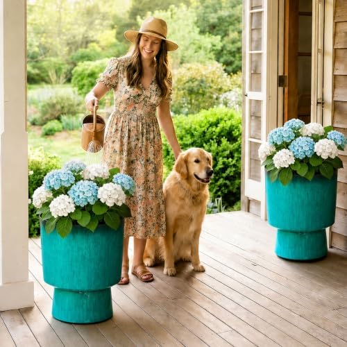 16.8" Planters for Outdoor Plants, Large Urn Flower pots S/2 - Image 3