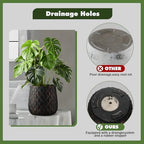 Craft flowerpots 18"+13"+9" Dia Round Concrete Planter Set of 3 Large Outdoor/Indoor Planter Pots Containers with Drainage Holes and Rubber Plug for Home Garden (Black, Large) - Image 3