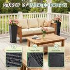 Greesum Set of 2 Tall Plastic Planters with Saucer, 23 Inch, Black - Image 2