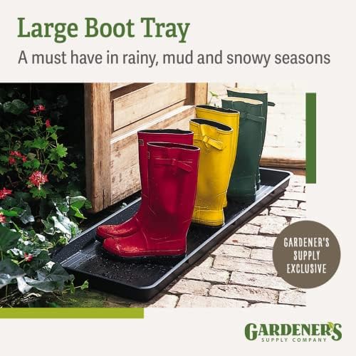 Gardeners Supply Company Large Boot Tray 2 Pack | Multi-Purpose All Weather Waterproof Indoor and Outdoor Shoes Mat Made with 100% Recycled Plastic | 46.5" L x 15.5" W and 2" Deep - Black - Image 3