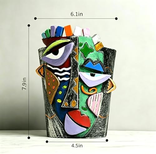 Picasso Abstract Face Planters Flower Pots, Handmade Resin Pots for Plants - Image 2