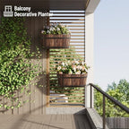 2-Pack Wooden Railing Planters, 13.2 inch Hanging Flower Pots with Detachable Hooks for Balcony, Fence, Deck, Garden, Country Home Decor -Carbonized - Image 7