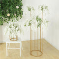 Efavormart Gold Metal 6-Tubes Single Stem Flower Centerpiece in Minimalist Style, Bud Vase for Floral Arrangements with Hollow Round Base - 4ft Tall by efavormart