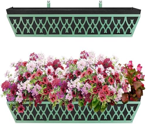2 Pack 30 Inch Window Boxes Planters Railing Planter Box with Adjustable Brackets & Non-Woven Fabric Plant Grow Bags Deck Railing Planter Boxes Balcony Hanging Flower Box for Outdoor Plants - Image 6