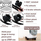 3 Packs 13.5" Metal Plant Caddy with Wheels Large Rolling Plant Stands Indoor Wheeled Plant Dolly Heavy-duty Planter Mover Roller Base Outdoor Plant Trolley Cart Water-proof, Plant Saucers on Wheels - Image 3