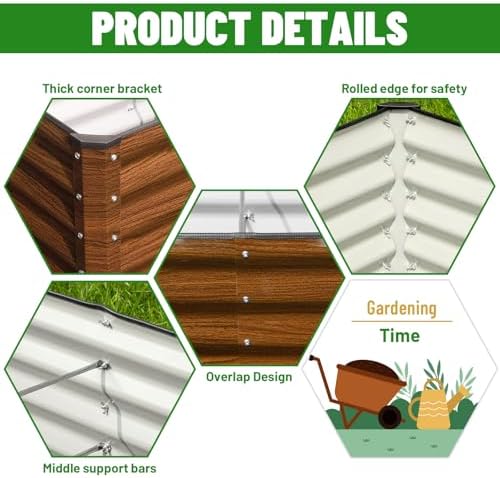 SnugNiture 2-Pack 8x2x2FT Galvanized Raised Garden Bed Kit, Metal Planter Box for Planting Plants Vegetables, Brown - Image 4