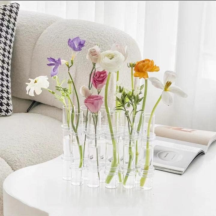 Glass Plant Propagation Station 8 Test Tubes Glass Vase Water Plants Terrarium Holder for Propagating Hydroponic Plants with Brush Hooks - Image 5