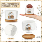 12 Pcs Paraprofessional Appreciation Gifts Succulent Planter Pots Ceramic Mini with Bamboo Trays Bulk for Teacher Assistant para Coworker Office Graduation Gifts, Plants Excluded - Image 2