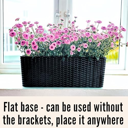 LaLaGreen Outdoor Wall Planters (20in, 2 Pack) Black Window Flower Boxes - Image 6