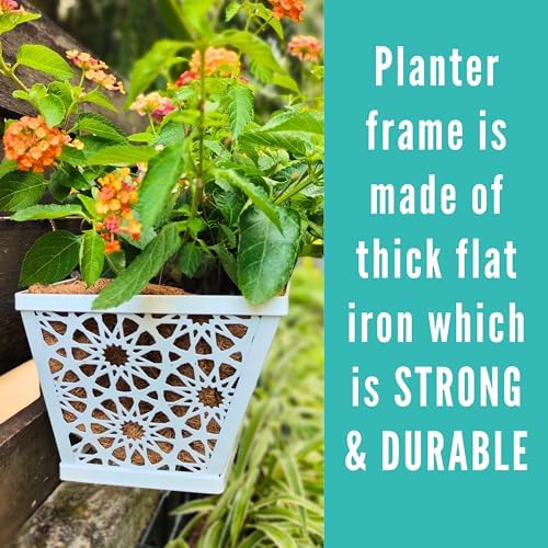 LaLaGreen Decorative Wall Planter (16 in, 2 Pack) White Window Flower Box - Image 3
