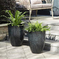 Glitzhome 16.75" H Garden Tall Planter Pots,Set of 2 Modern Round Tall Planter with Drainage Holes,PE and Stone Faux Ceramic Large Flower Pots for Outdoor Indoor,Ceramic Gradient Turquoise by Glitzhome