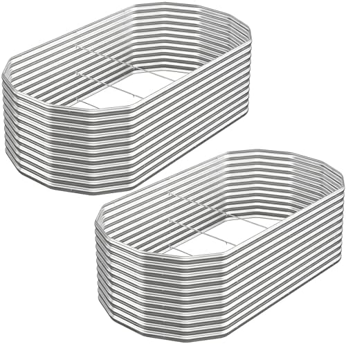 Raised Garden Bed Outdoor Upgrade Oval, 2 Pack Tall 8x4FT Galvanized Steel Raised Beds for Gardening, Above Ground Garden Bed Corrugated Metal for Vegetables and Flowers by CATMANOR