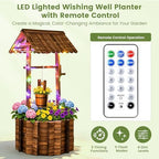 54" Outdoor Wooden Wishing Well Planter with Colorful LED Lights - Image 6