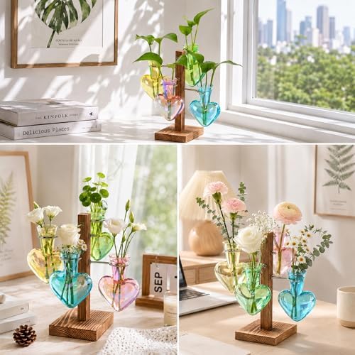 Nacome Plant Terrarium Propagation Stations: Colored Vase with Wooden Stand - Image 7