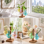 Nacome Plant Terrarium Propagation Stations: Colored Vase with Wooden Stand - Image 7