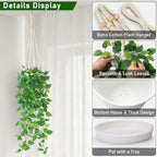 Artificial Hanging Plants with Boho Macrame Plant Hanger - Fake Ivy Vines in Pot for Wall, Bedroom Home Faux Greenery for Indoor Outdoor Decor (2 Packs) - Image 3