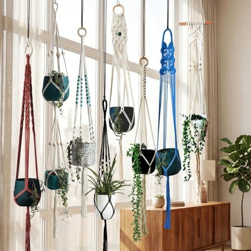 8-Pack Boho Plant Hanger, Macrame Pot Holder,Hanging Planter/Indoor/Balcony/Window Decoration Length 39" (Not Pot and Plant Included) - Image 2