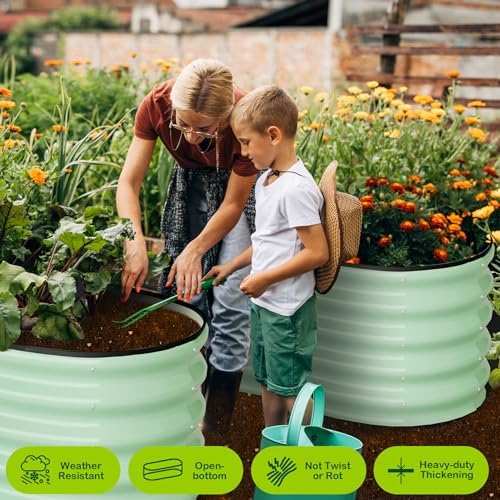 GarveeLife 2 Pcs 4.5x2x1.5ft Oval Raised Garden Bed,Galvanized Raised Beds,Open-Ended Base Metal Raised Planter Beds,Garden Bed Outdoor,Planter Raised Boxes for Vegetables,Flowers,Tool-Free Asse,Green - Image 6