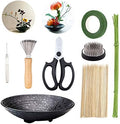 WANDIC Flower Arrangement Kit, Set of 51, Round Flower Holders, Ceramic Flower Pot, Kenzan Needle Cleaning Pin & Rake, Floral Stems and Floral Tape for Flower Arranging Art by WANDIC