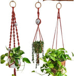 Set of 3 Macrame Plant Hanger | Disco ball decor Hanging planters for indoor plants Cool gifts for plant lovers Boho plant pots plant stand indoor Hanging planters for outdoor plants (Cafe Latte) by HandmadeByUruba