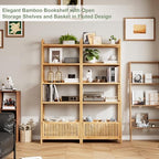 Bamjoy Bamboo Ladder Shelf, Bookshelf with 4 Display Shelves and 1 Open Storage Basket, Multifunctional Storage Rack Organizer for Home Office, Bedroom, Living Room, 66” H Natural - Image 6