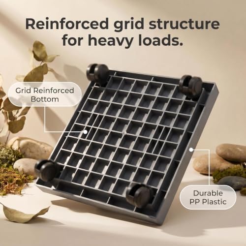 15.3 Inch Square Rolling Plant Caddy Saucer with Wheels, Heavy Duty Wheeled Planter Stand for Potted Plant, Coaster Roller Base Tray with Casters, Flower Pot Dolly Holder for Indoor Outdoor - Image 5