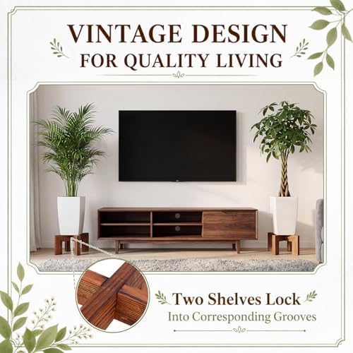 Tandefio 5 Pack Fall Wood Plant Stand Indoor Outdoor Plant Holder Modern Sturdy Planter Stands, Single Flower Pot Holder , Fit 5-9 Inch Variety Pot, Easily Assemble, Retro Brown (8 x 4.5 Inches) - Image 5