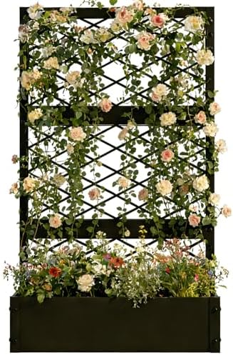 aboxoo 59" Metal Planter Box with Privacy Screen Trellis Raised Bed by aboxoo