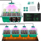 4-Pack Seed Starter Tray with Grow Light and Heat Mat, 48 Cells Seed Starter Kit with Adjustable Humidity Dome and Base, Germination Kit for Seed Growing Plant Propagation by Homiton