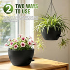 10 Inch Self-Watering Hanging Planters Set of 3 with Saucers - Image 3
