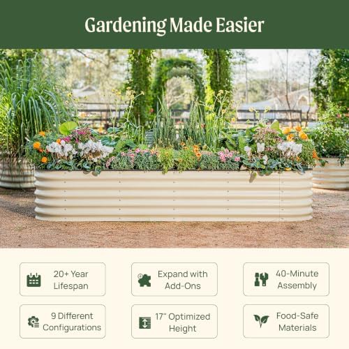 Vego garden Raised Garden Bed Kits, 17" Tall 9 in 1 8ft X 2ft Metal Raised Planter Bed for Vegetables Flowers Ground Planter Box-Olive Green - Image 2