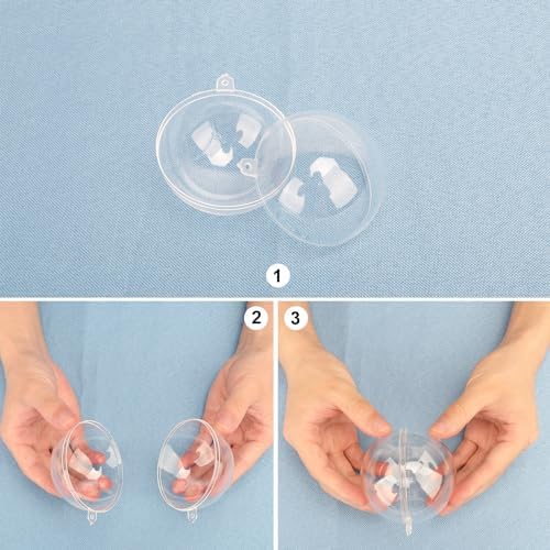 80 Pcs 2.76 Inch Clear Acrylic Fillable Balls, Christmas DIY Fillable Ornaments Balls, Acrylic Ornaments Ball for Christmas, Holidays, Weddings, Parties, and Home Decor - Image 3