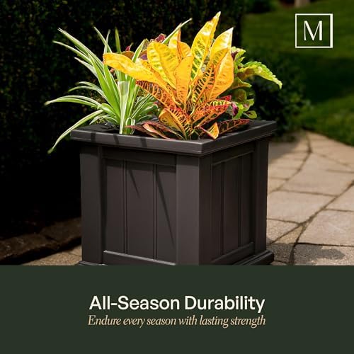 Mayne Cape Cod 16in Self-Watering Square Planter, Black - Image 5