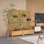 S AFSTAR Raised Garden Bed with Trellis, Indoor & Outdoor Wood Elevated Plant Container with Diamond Shaped Trellis & Drain Hole, Above Ground Garden Bed for Vine Climbing Plants - Image 2
