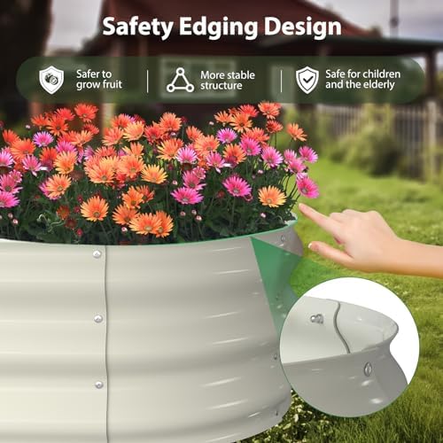 Winpull Raised Garden Bed Kit, 8x2x1 ft Galvanized Planter Box Outdoor, Oval Large Metal Raised Beds for Gardening Vegetables Flower Herb (Pearl White) - Image 5