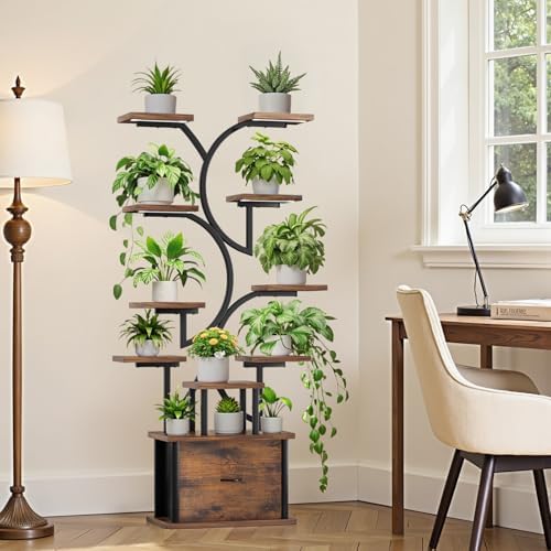 Plant Stand Indoor with Grow Lights - 11 Tiered Plant Shelf with Drawer, 65" Corner Plant Stands for Indoor Plants, Plant Stand for Multiple Plant, Flower Display Rack for Home, Living Room, Patio - Image 6