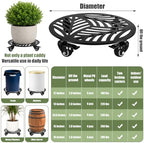 1-Pack Extra-large Metal Plant Caddy with Wheels 16 Inch Heavy-duty Rolling Plant Stand with Casters Wheeled Flower Pot Mover Roller Rust-proof Iron Planter Dolly Coaster for Indoor Outdoor Use, Black - Image 3