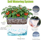 Oliz Window Box Planter 4 Packs, 14 Inches Rectangle Flower Pots with Breathable Drainage Holes, Pots for Vegetables, Herbs, Flowers, Garden Windowsill Balcony (White & Grey) - Image 3