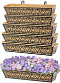 6 Pack 30 Inch Deck Railing Planter Box - Window Boxes Planters with Adjustable Brackets Coco Liners Balcony Planters Railing Hanging for Window Flower Boxes Outdoor Garden Decor by EINYEXW