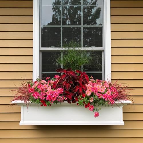 Mayne Yorkshire 4ft Window Box - White - 48in L x 12in W x 10in H - Polyethylene Planter - Built-In Water Reservoir (4824-W) - Image 4