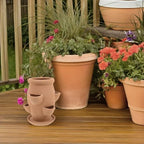 POPETPOP Strawberry Tower Planter : Multi Pocket Strawberry Terracotta Planter Pot Smart Plant Pot for Succulents Flowers, 7.47X5.89X5.89in - Image 2