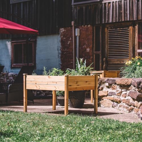 Backyard Expressions 48"x34" Raised Garden Bed - Elevated Wood Planter Box for Healthy Plant Growth, 440 lb Capacity - Natural Color - Image 5