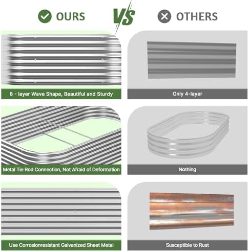 3 PCS 8x4ft Galvanized Raised Garden Bed Outdoor, Metal Garden Bed for Vegetables, Above Ground Garden Box for Flower, Steel Raised Beds for Gardening - Image 3
