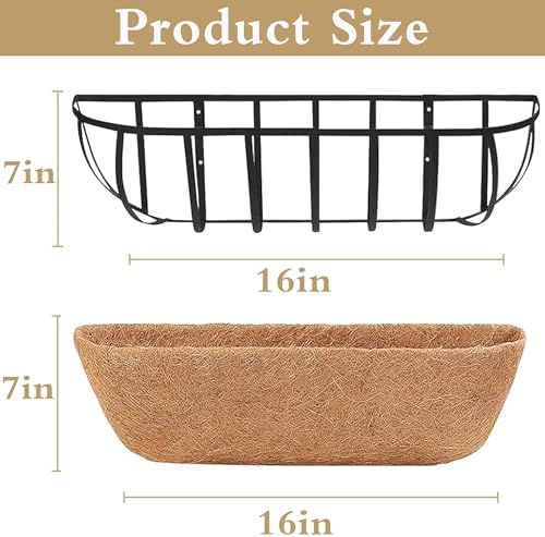 2pack 16-inch Window Sill Window Railing Planters with Cocoa Liner for Outdoor Balconies, Porches, Fences, Patio Railings - Image 7