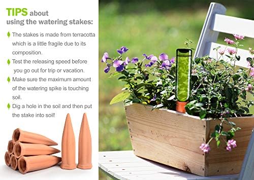 B SEPOR Ceramic Plant Waterer Terracotta Self Watering Spikes for Vacation or Holiday (10Pack) - Image 5