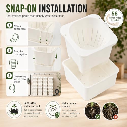 Vertical Wall Planter, 56-Hole Automatic Drip Irrigation Flower Pots, White - Image 7