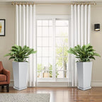 FENCY Set of 2 Tall Outdoor Planters for Climbing Plants, White - Image 6