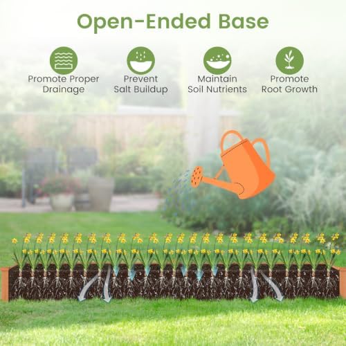 GIANTEX 95" Wooden Raised Garden Bed Set 2, Rectangular Planter Box, Orange - Image 6